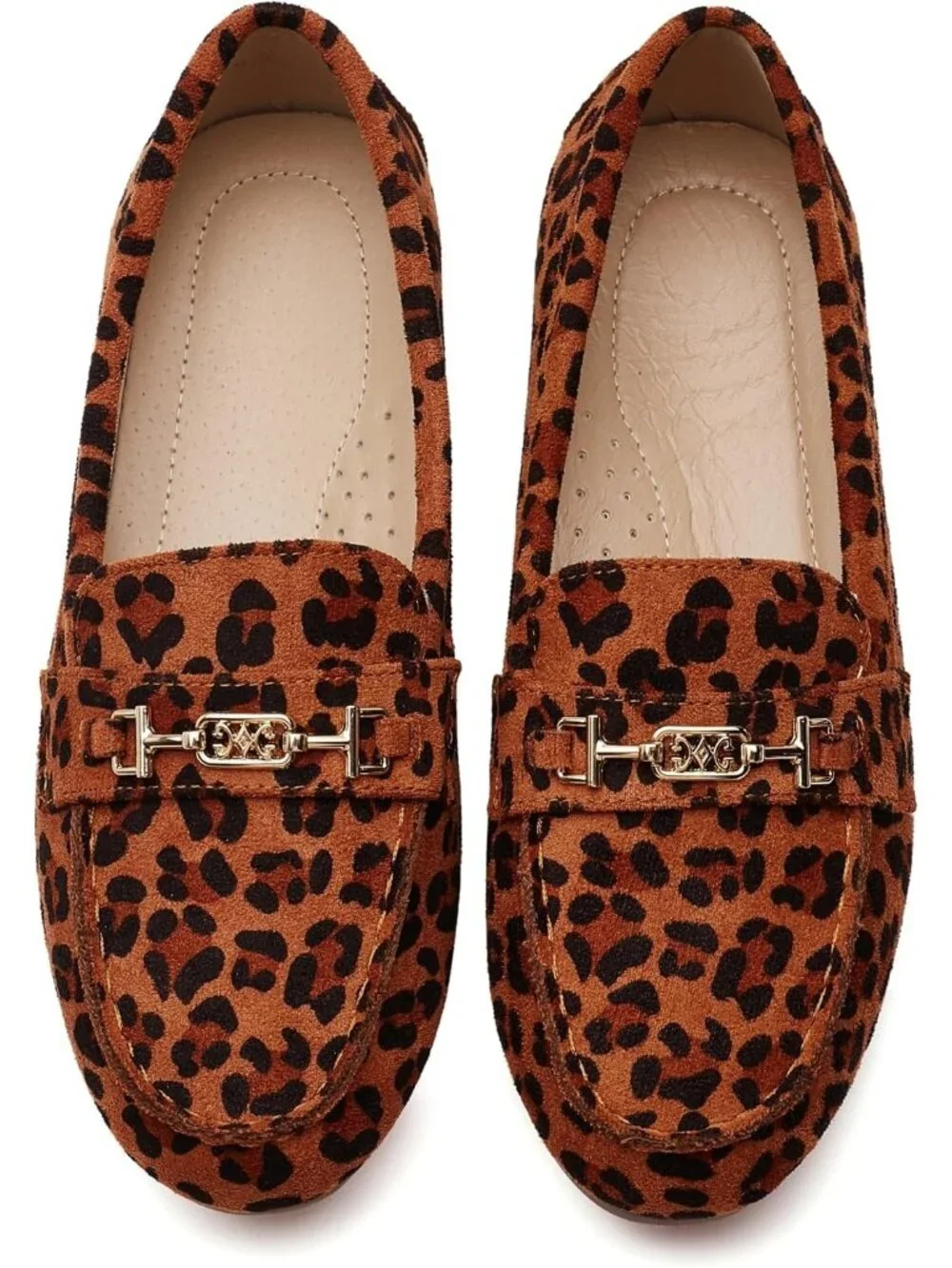 Women's Leopard Comfort Walking Pull On Leisure Slip On Work Loafer Flat Shoes